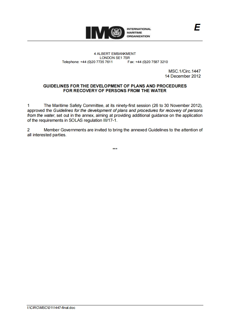 MSC.1-Circ.1447-GuidelinesForTheDevelopmentOfPlansAndProceduresForRecoveryOfPersonsFromTheWater_Secretariat_[1]